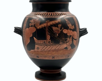 Greek Pottery, Hand made replica, Red Figure Stamnos, Odysseus and the Sirens
