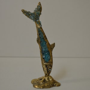 16cm Kristall und Bronze Fische