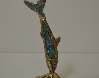 16cm Crystal and Bronze Fish