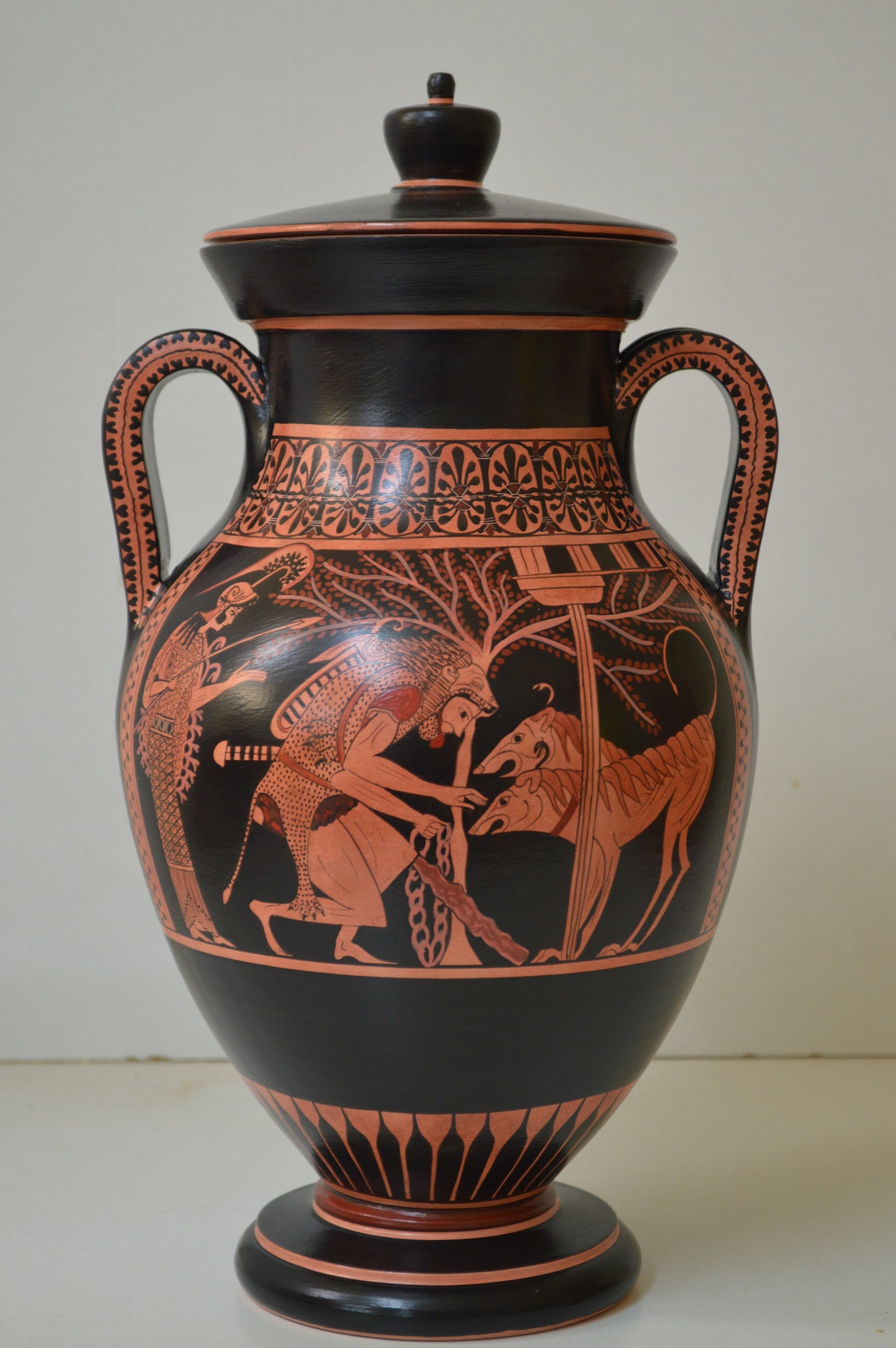 Greek Pottery, Hand Made Replica, Red and Black Figure Bilingual