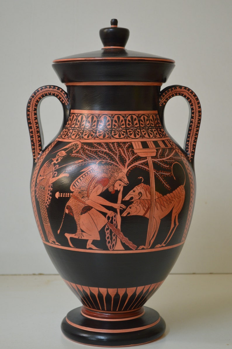 Greek Pottery, Hand Made Replica, Red and Black Figure Bilingual