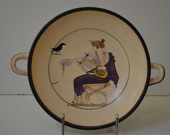 Greek Pottery, Hand made replica, White ground Kylix, Apollo