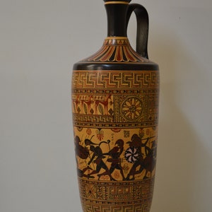 Greek Pottery, Hand made replica, Lekythos, The Battle of Troy