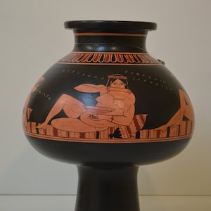 古代ギリシャ陶器のレプリカ - ヘラクレスの赤絵皿 - 32 cm