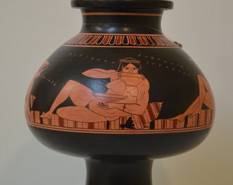 30cm Red Figure Psykter, The Symposium of Women, Greek Pottery, Hand made replica,