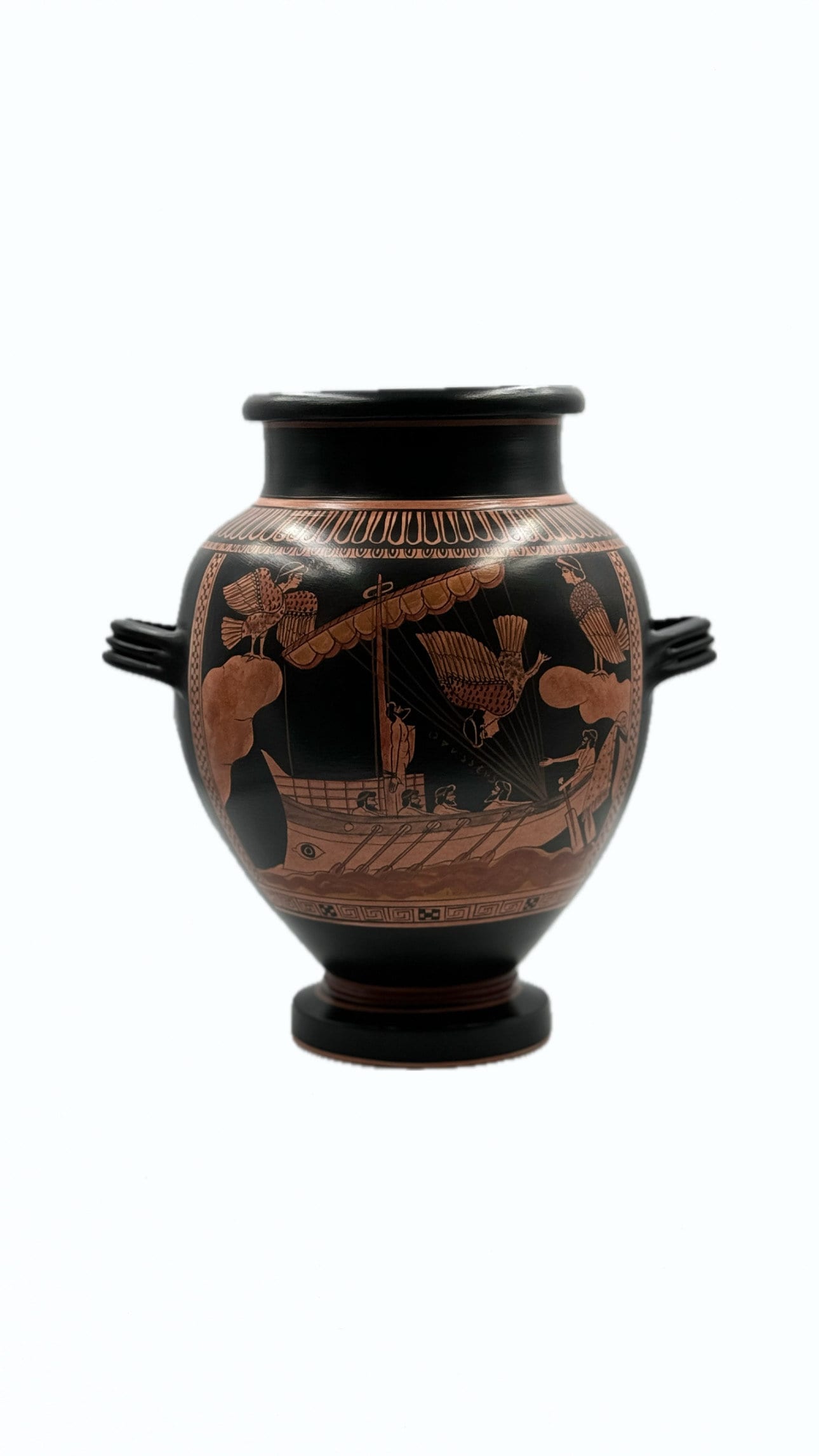 Greek Pottery, Hand Made Replica, Red Figure Stamnos, Odysseus & The Sirens