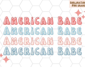 American Babe PNG, Retro 4th of July Design (Digital Download)