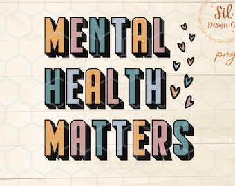 Retro Mental Health Matters PNG, Sublimation Design (Digital Download)