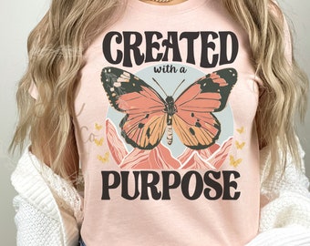 Boho Butterfly Christian PNG, creato con uno scopo, design a sublimazione