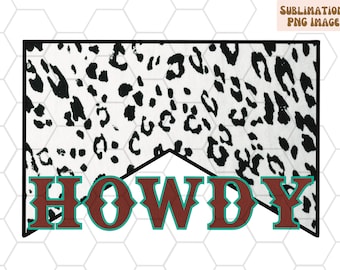 Ciao leopardo turchese sublimazione PNG / design occidentale (download digitale)