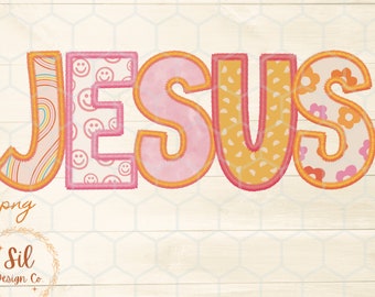 Retro Jesus Embroidery PNG Design, Christian Shirt (Digital Download)