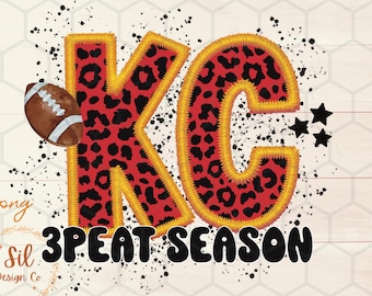 Kansas City Chiefs 3Peat Leopard PNG, Football Design (Digital Download)