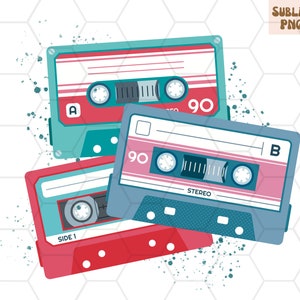 Cassette Tape PNG for Sublimation, Retro PNG Design, Retro Cassette Tape Design, Record Tape PNG, 90&#39;s Png Sublimation, Best Seller Png File