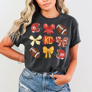 Kansas City, Football Chiefs png, KC Chiefs bows png, Trendy Football png, croquette bows KC png, football shirt design for women, KC shirt