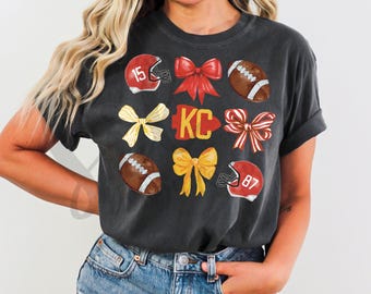 Kansas City, Football Chiefs png, KC Chiefs bows png, Trendy Football png, croquette bows KC png, football shirt design for women, KC shirt