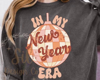 New Years Party Shirt Design, Retro New Years png, In my new year era sublimation dtf image, retro disco ball 2024 new years png, trendy png