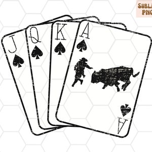 Torero jugando a las cartas PNG para sublimación, Western Poker Cards, Cowboy PNG, Western PNG, Western Sublimation Design Download, Western