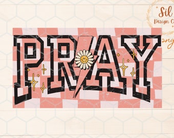 Retro Pray PNG, Christian Bible Shirt Design (Digital Download)