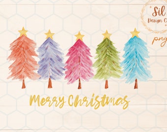 カラフルなクリスマスツリー PNG、昇華デザイン（デジタルダウンロード）