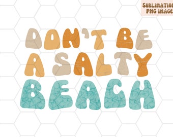 Salty Beach PNG, Retro Schrift, Sommer Sublimationsdesign (Digitaler Download)