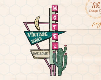 Vintage Soul Motel Sign PNG for Sublimation, Retro Motel Sign Route 66 png, Western Sublimation Designs Downloads, Trendy western png file