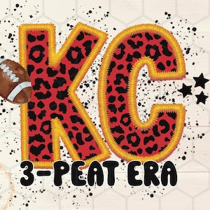 Kansas City Chiefs 3 peat png, era 3peat, Football Chiefs png, campione AFC KC Chiefs png, Trendy Football png, stampa leopardata KC png, football