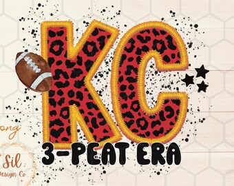 Chiefs 3 Peat Leopard Print PNG, Football KC Design (Digital Download)