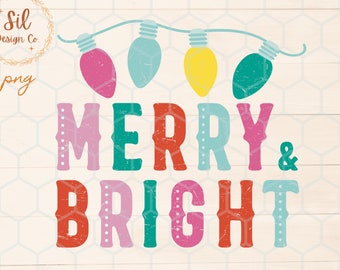 明るく楽しいクリスマスライト PNG、カラフルなシャツデザイン（デジタルダウンロード）