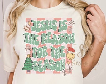Retro Jesus Weihnachten PNG, christliches Shirt Design (digitaler Download)
