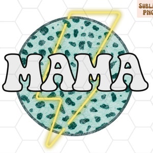 Mama Blitz PNG für Sublimation, Leopard Mama PNG, Western Mama PNG, Retro Mama Png, Mama Sublimation Design, Western, Bestseller Png