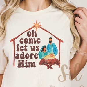 Christliches Weihnachten Png Shirt Sublimation Design DTF Bild, Oh Come Let Us Adore Him Design, Jesus ist der Grund png, Christian Shirt Design