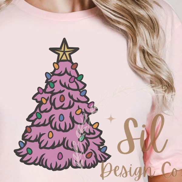 Vintage Ceramic Tree Png, Pink Ceramic Vintage Christmas shirt Design for sublimation, Vintage Christmas png, cute holiday shirt, retro png