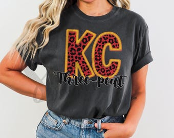 Chiefs 3-Peat Leopard PNG, KC Football Design (Digital Download)
