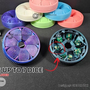 Iris like mécanique 7 dés porte-étuis de rangement imprimé 3D cadeau D&D hommes donjon et dragons