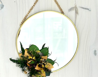 Miroir décoré de plantes stabilisées 20 cm