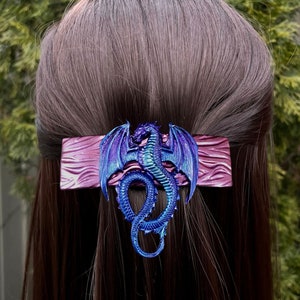 Handmade Dragon Hair Barrette: Polymer Clay Fantasy Hair Clip