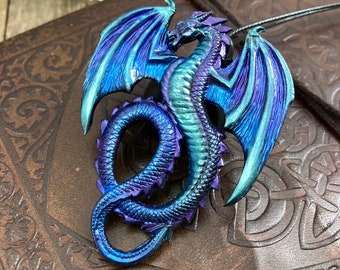 Handmade Polymer Clay Dragon Pendant Necklace: Fantasy Cosplay Jewelry