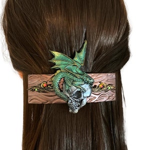 Dragon Skull Hair Clip, Handmade Polymer Clay Fantasy Cosplay Hair pin Accessory. Hair Barrettes for Women,  LARP Gift idea