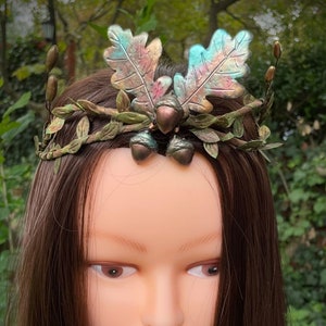 Handmade Acorn and Oak Leaf Crown: Elven Fairy Headpiece