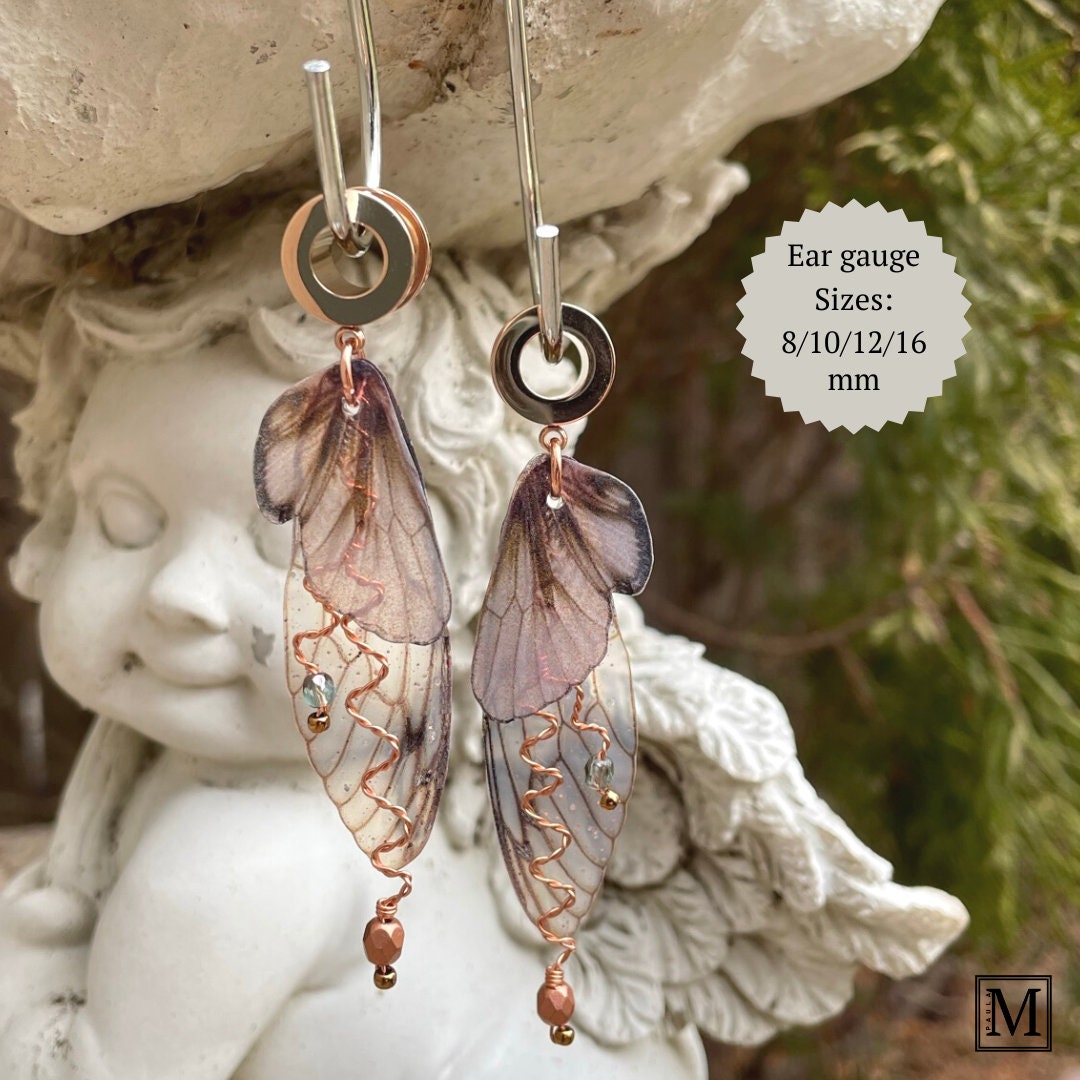 Butterfly Wing Ear Gauges Sizes 6 8 10 12 16 Mm Woodland Fairy Grunge Dangle Plugs Fairy Wing Ear Tunnel Earrings Fairycore Jewelry Gift Etsy
