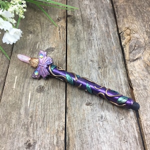 Butterfly Wand Smartphone Stylus Pen, Sculpted Polymer Clay Universal Tablet Stylus, Butterfly Crystal Magick Wand for Touchscreen Devices