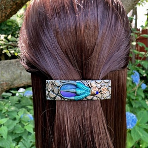 Handmade Dragon Pin - Wyvern Claw Hairclip with Glass Orb - Polymer Clay Ren Fair Festival Hair Art - Fantasy Medieval Cosplay or LARP Gift