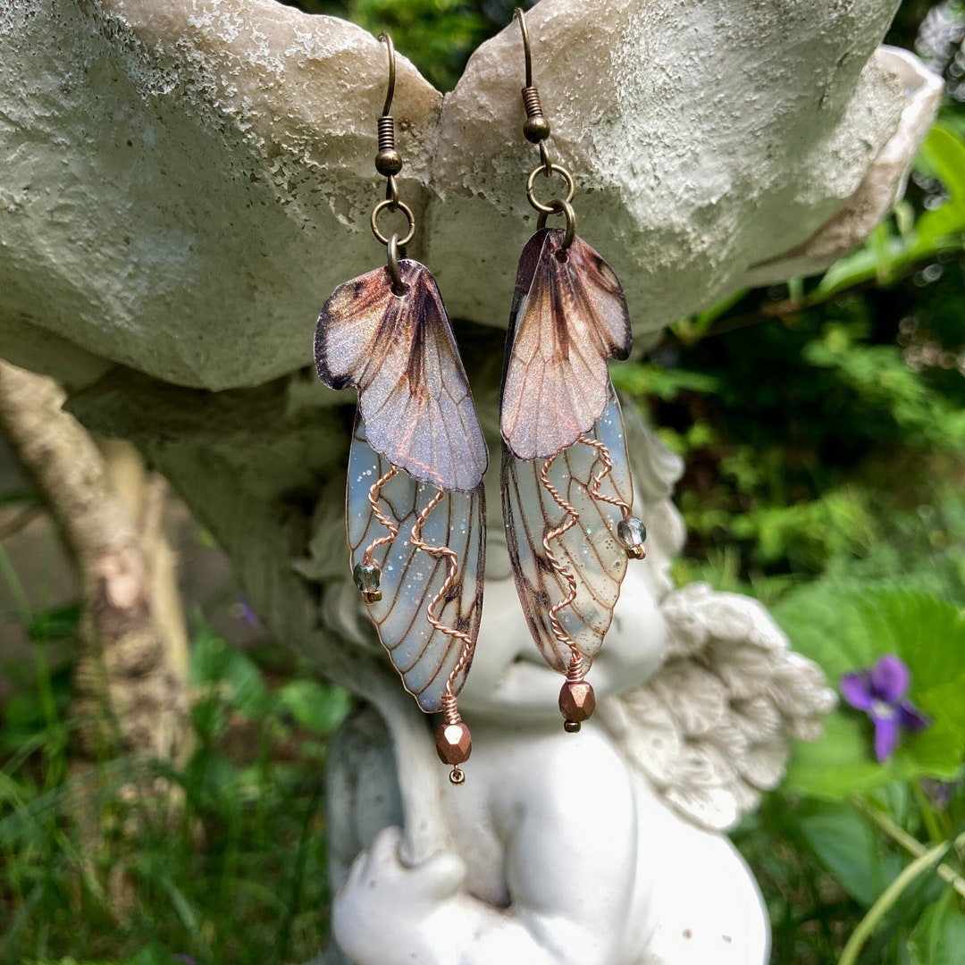 Fairy Grunge Earrings, Woodland Fairy Wing Earrings With Fairy Grunge Earrings, Woodland Fairy Wing Earrings With