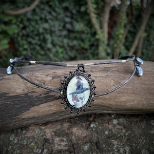 Raven Skull Black Gothic Crown, Pagan Witch Crown, Handmade  Adjustable Crow Black Leaf Circlet Headpiece, Victorian Goth Wedding Tiara
