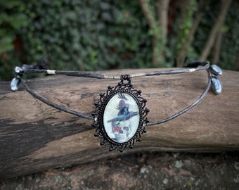 Raven Skull Black Gothic Crown, Pagan Witch Crown, Handmade  Adjustable Crow Black Leaf Circlet Headpiece, Victorian Goth Wedding Tiara