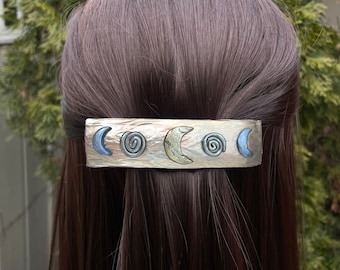 Moon Hair Clip- Celestial Polymer Clay Hair Barrette