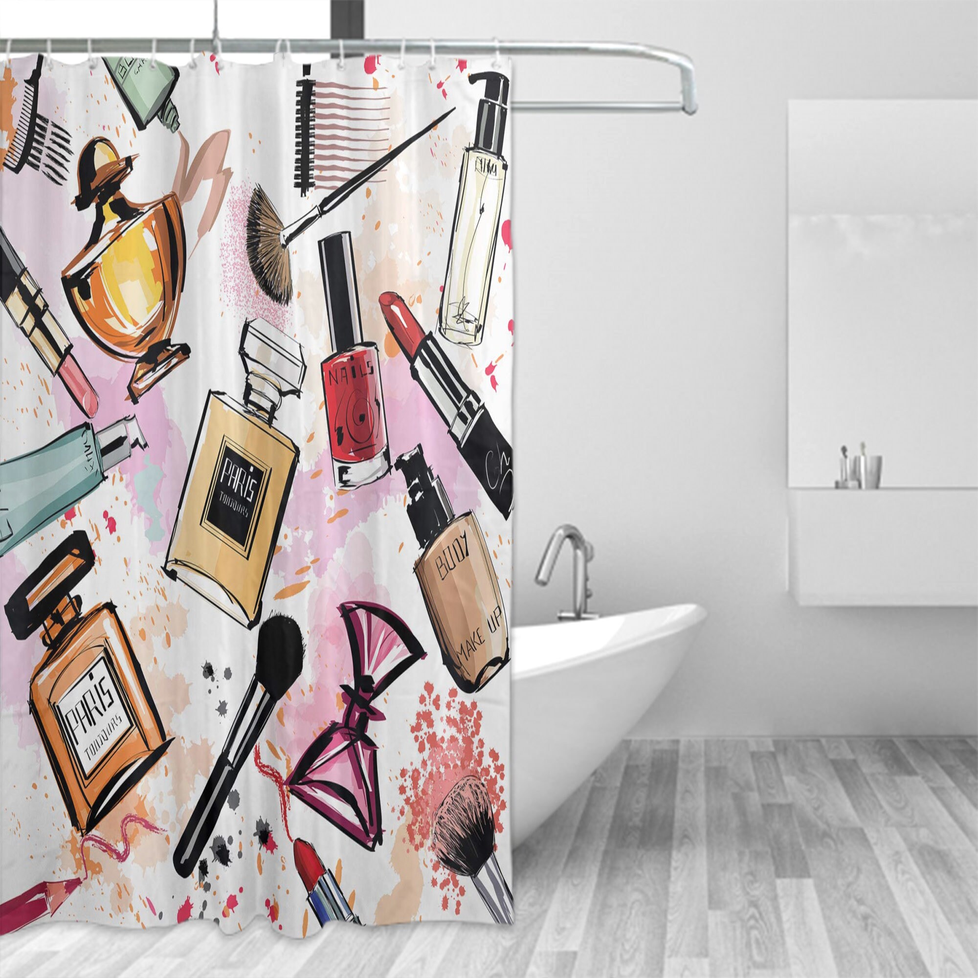 Fashion Shower Curtain Cosmetic and Makeup Theme Pattern With Etsy