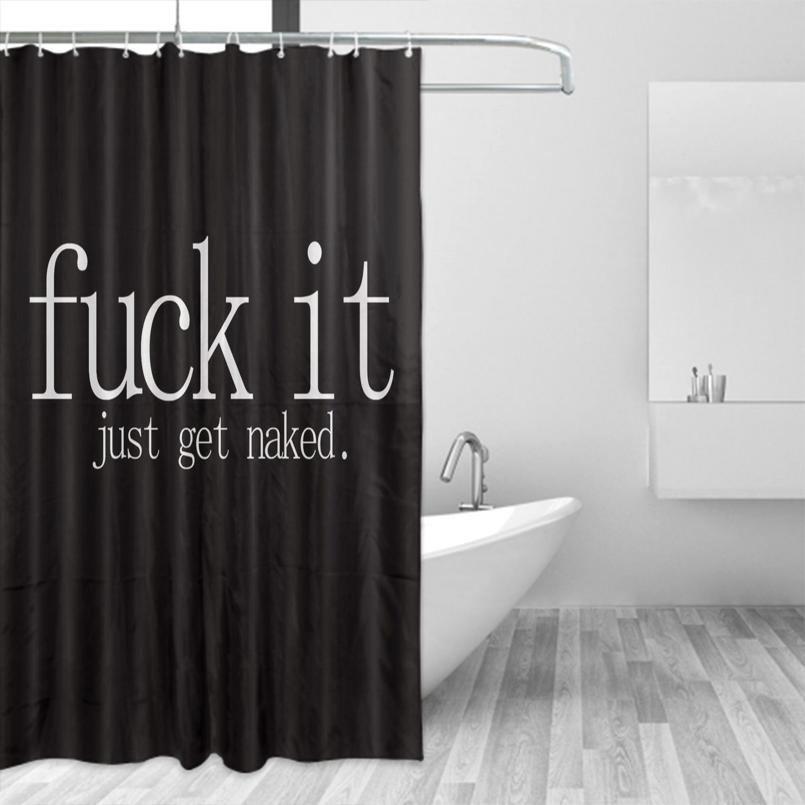 Black and White Fuck IT Get Naked Shower Curtain Funny Quotes Etsy