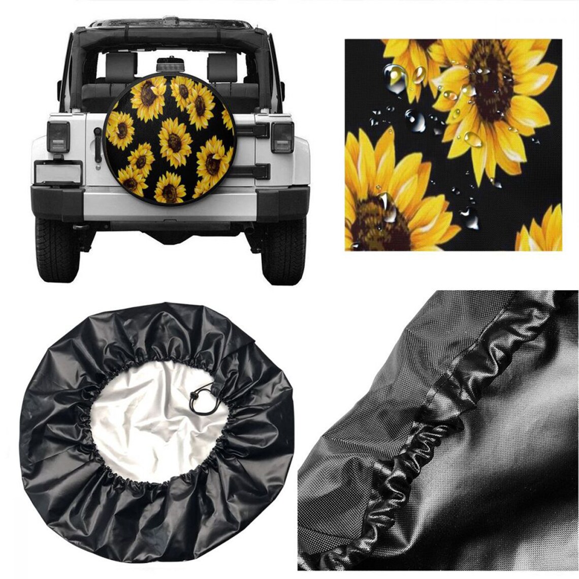 Spare Tire Cover Sunflower Polyester Universal Sunscreen Etsy Canada