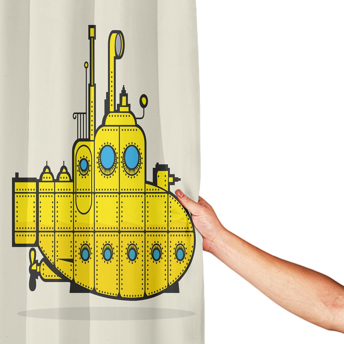 Yellow Submarine Shower Curtain Retro Grunge Marine Vessel Etsy
